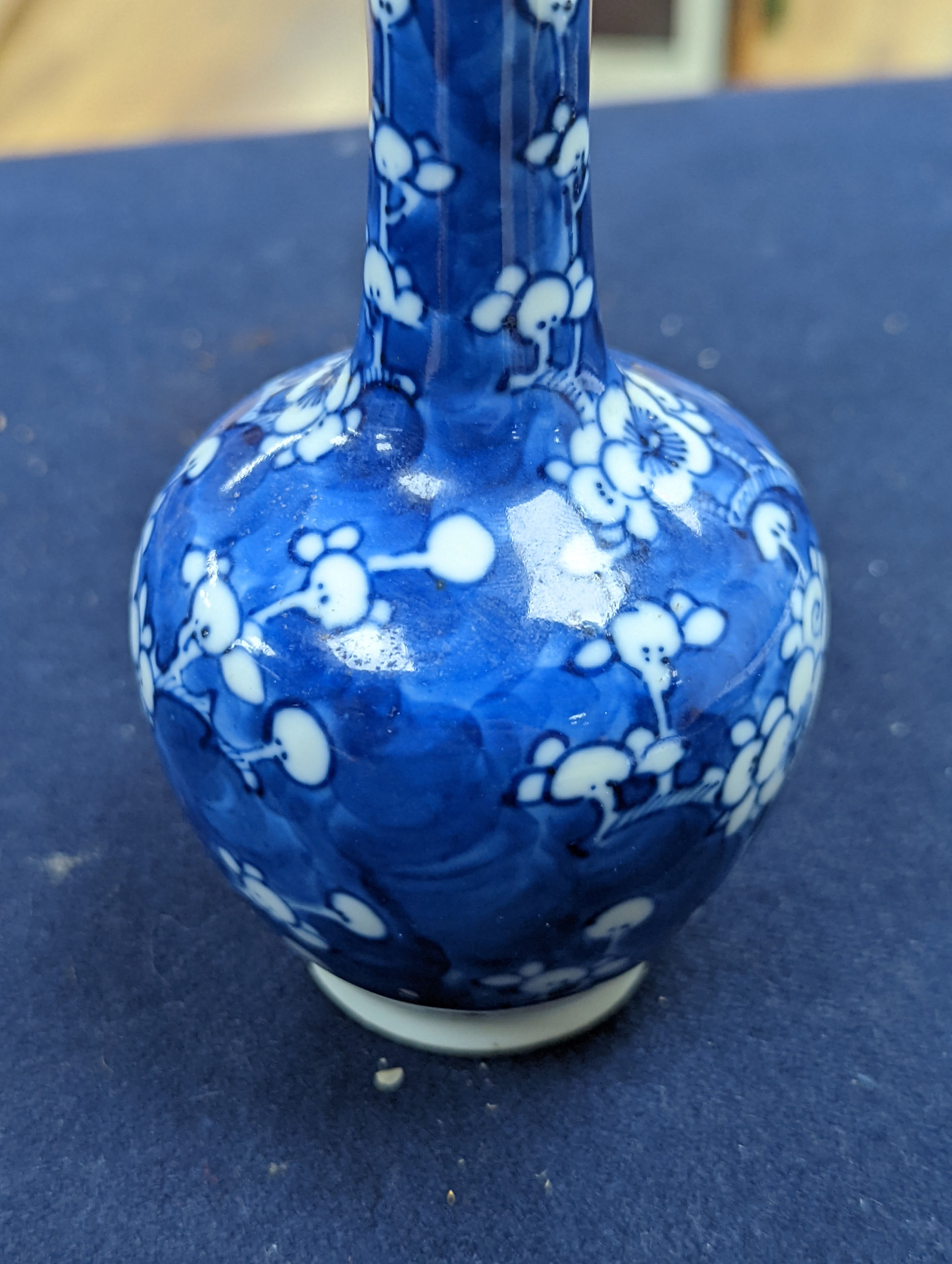A 19th century Chinese blue and white small bottle vase 15cm